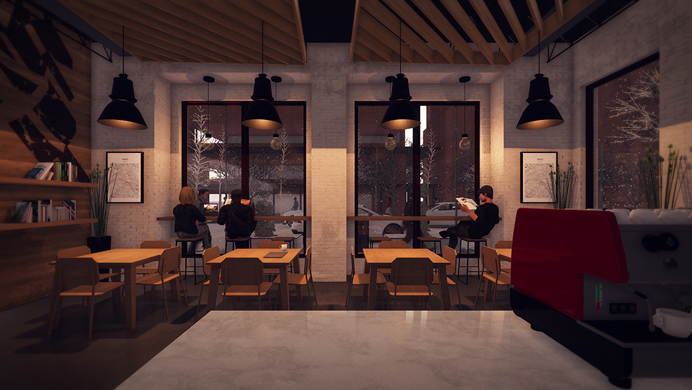 Coffee Shop 3D Render