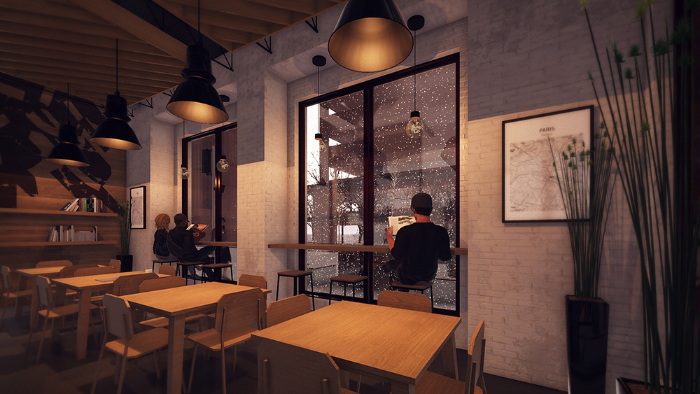 Coffee Shop 3D Render